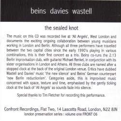 BURKHARD BEINS/RHODRI DAVIES/MARK WASTELL: The Sealed Knot - Cover